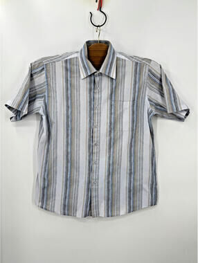 SERGIO LOUIS ITALY MEN'S SHORT SLEEVE BUTTON UP FRONT SIZE LARGE SHIRT 16-16.5